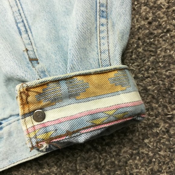 Vintage Levi's SilverTab Jacket Denim Aztec Southwestern Tribal Mens Medium - Picture 5 of 16